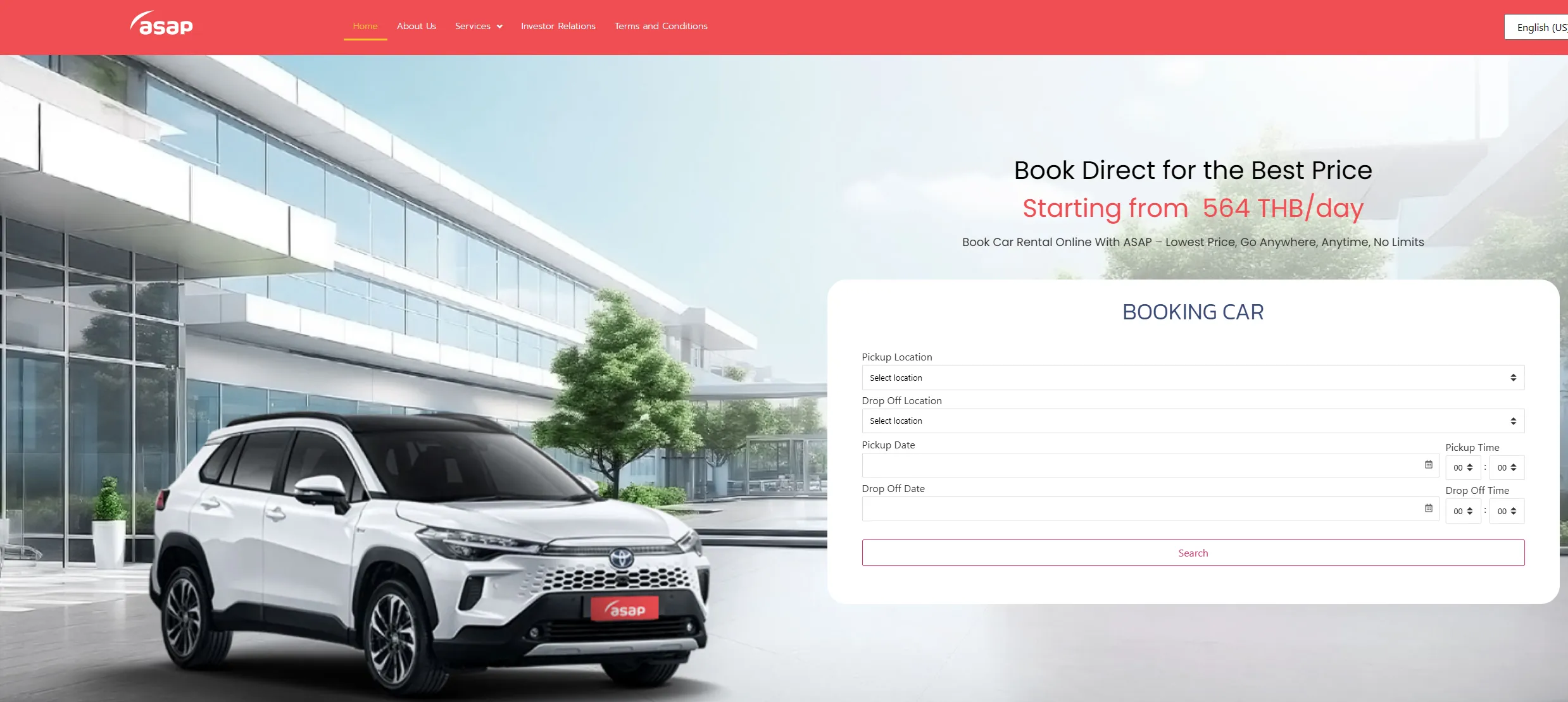 รูปภาพหน้าเว็บไซต์ ASAP Car Rental